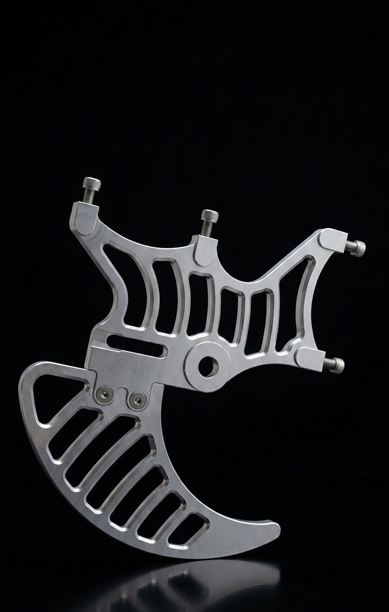 CNC Sur‑Ron LBX Dual Caliper Mount & Rotor Guard — Silver