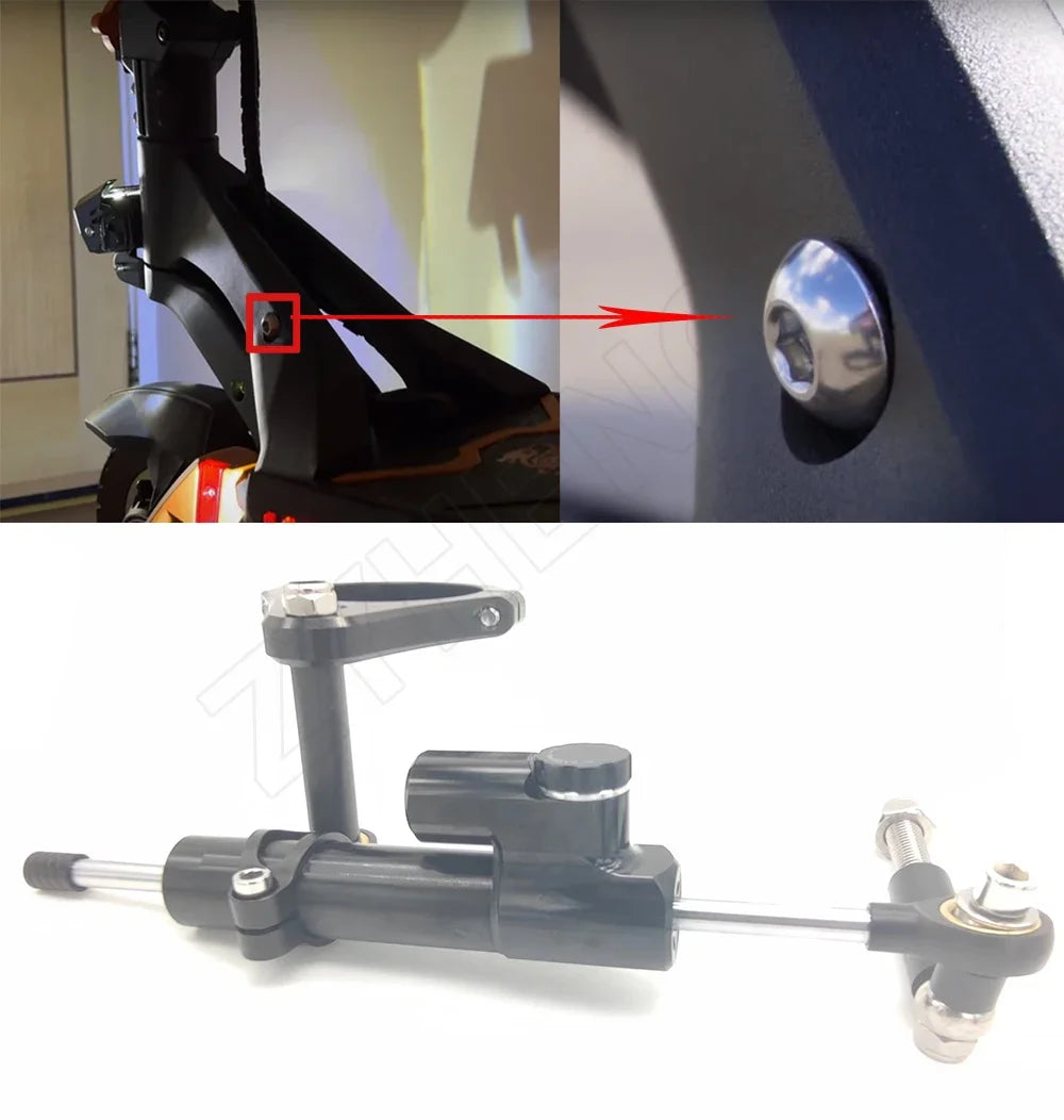 Gotowy zestaw steering damper z mocowaniami do Kukirin G3 Pro