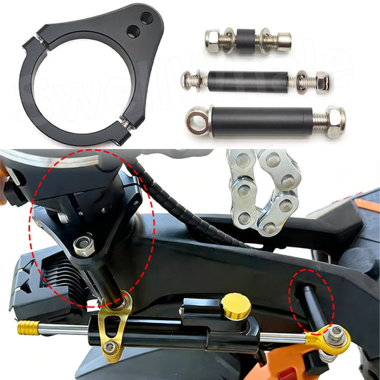 Gotowy zestaw steering damper z mocowaniami do Kukirin G3 Pro