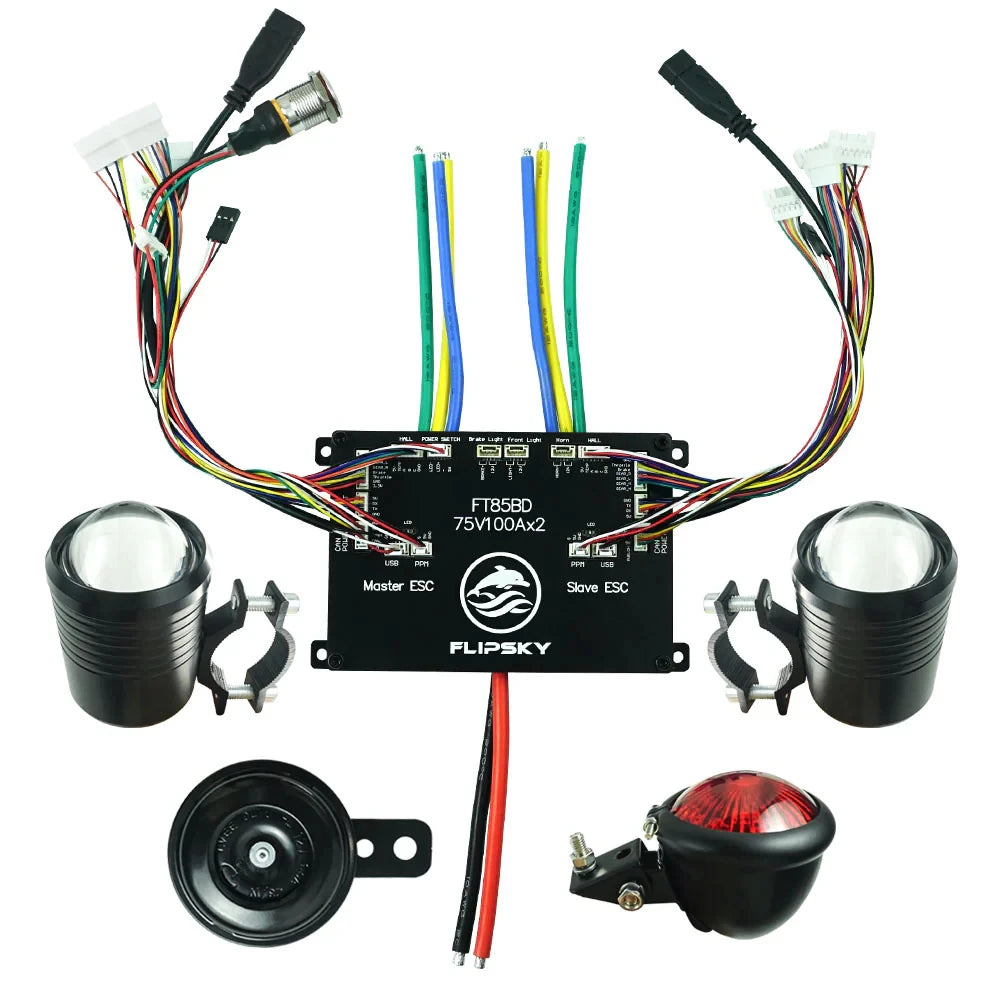 Flipsky FT85BD Dual ESC 84V 200A z aluminiową obudową – kontroler prędkości do e‑skate, hulajnogi i e‑bike