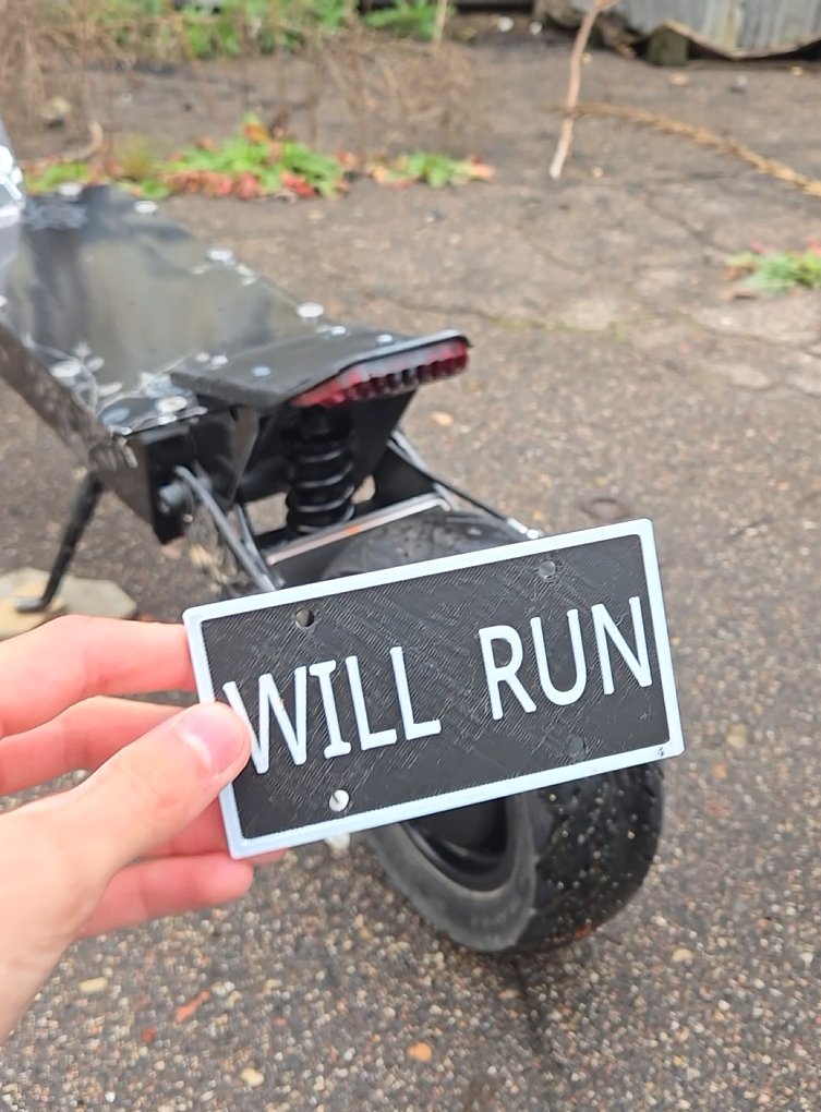Escooter number plate ,,will run,,