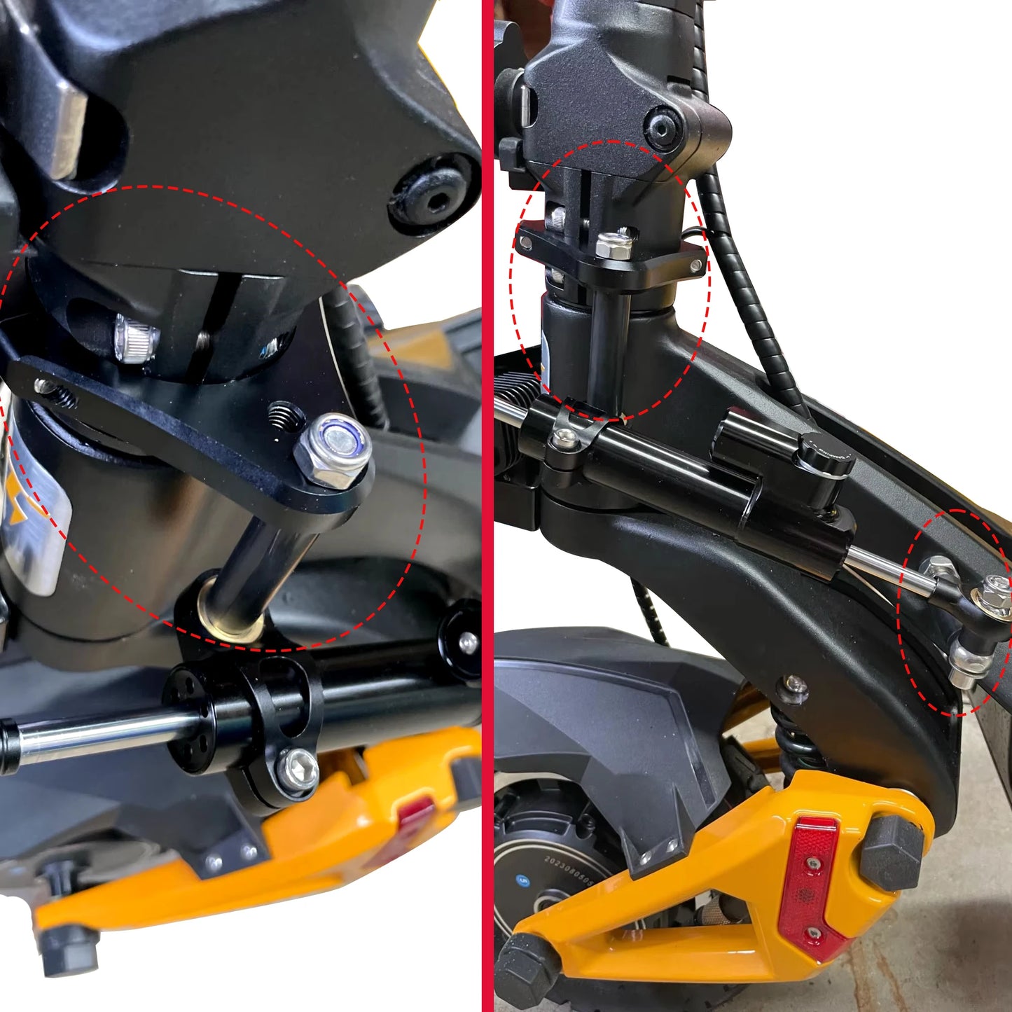 Gotowy zestaw steering damper z mocowaniami do Kukirin G3 Pro